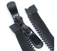 Metal Zipper Fastener,Heavy Duty Chunky Open Ended Zip Fasteners,2 Pcs Double Opening Large Zipper Jacket Zippers for Sewing Double Head Two-Way Cotton Coat Zipper/Black 80Cm/No.8