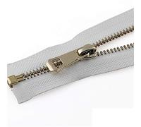 Metal Zipper Fastener,Open-Ended Zip,Closed End Zip Fasteners, White 5# Open-End Auto Lock Metal Zipper Use for Clothes Shoes Pocket Garment/85Cm