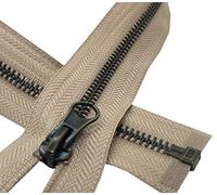 Metal Zipper Fastener Size #5 Open End Antique Brass Heavy Duty Single Slider Zip Sewing Accessory (BEIGE, 55cm (21.5''))