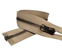 Metal Zipper Fastener Size #5 Open End Antique Brass Heavy Duty Single Slider Zip Sewing Accessory (BEIGE, 85cm (33.5"))