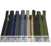 Metal Zipper Fastener Size #5 Open End Antique Brass Heavy Duty Single Slider Zip Sewing Accessory (Beige, 80cm (31.5''))
