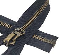 Metal Zipper Fastener Size #5 Open End Antique Brass Heavy Duty Single Slider Zip Sewing Accessory (Black, 80cm (31.5''))