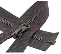Metal Zipper Fastener Size #5 Open End Antique Brass Heavy Duty Single Slider Zip Sewing Accessory (BROWN, 50cm (19.5''))