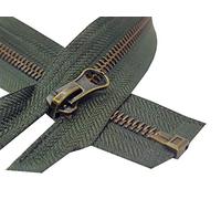 Metal Zipper Fastener Size #5 Open End Antique Brass Heavy Duty Single Slider Zip Sewing Accessory (Dark Olive Green (328), 60cm (23.5''))