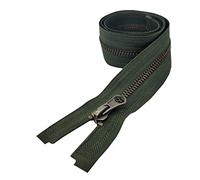 Metal Zipper Fastener Size #5 Open End Antique Brass Heavy Duty Single Slider Zip Sewing Accessory (Dark Olive Green (328), 60cm (23.5''))