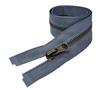 Metal Zipper Fastener Size #5 Open End Antique Brass Heavy Duty Single Slider Zip Sewing Accessory (Grey (316), 80cm (31.5''))