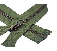 Metal Zipper Fastener Size #5 Open End Antique Brass Heavy Duty Single Slider Zip Sewing Accessory (Olive Green (327), 75cm (29.5''))