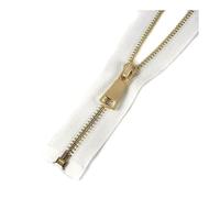 Metal Zipper, Single Size 5# 60-150cm with Double Sliders, for Jacket and Down Coat Repair,White-Gold-Single,90cm