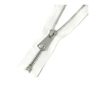 Metal Zipper, Single Size 5# 60-150cm with Double Sliders, for Jacket and Down Coat Repair,White-Silver-Single,80cm