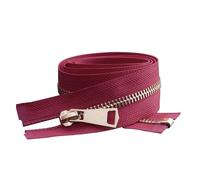 Metal Zipper, Size 5# 30-80cm Open-End with Auto-Lock, for Apparel Pocket and Shoe Applications,Wine Red,50cm