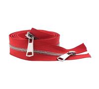 Metal Zipper, Size 5# 30-80cm Open-End with Double Sliders, for Pocket and Garment Applications,Red,50cm