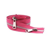 Metal Zipper, Size 5# 30-80cm Open-End with Double Sliders, for Pocket and Garment Applications,Rose Red,50cm