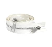 Metal Zipper, Size 5# 30-80cm Open-End with Double Sliders, for Pocket and Garment Applications,White,40cm