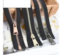 Metal Zipper Slider 1Pc 15-80cm 5# Metal Auto Lock Zipper Open-End Zippers Decorative Zip for Sewing Jacket Garments DIY Repair Accessories(BlackSilver,CLOSE-END-20CM_NO5-1PC)