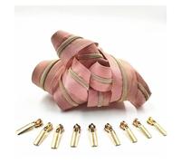 Metal Zipper Slider 3# 5 Meters Golden Silver Tooth Zippers Rolls with 10 Pieces Zipper Slider for Tailor Sewing Accessories(Gold Korean Fans)