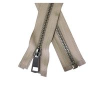Metal Zipper Slider 30/40/50/60/70/80cm 5# Colorful Open-end Auto Lock Black Metal Zipper DIY Handcraft for Pocket Garment Clothing(Beige,30cm)