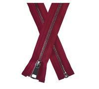 Metal Zipper Slider 30/40/50/60/70/80cm 5# Colorful Open-end Auto Lock Black Metal Zipper DIY Handcraft for Pocket Garment Clothing(Wine Red,20cm)