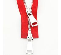 Metal Zippers, 70/90cm Jacket Double Slider Two-Way Zip DIY Clothing Garment Zipper Replacement Handmade Supplies 296(Red,90cm)