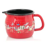 Metalac Milk Pot 10 cm | 0.85 L Red Flowers Enamelled Vintage Design