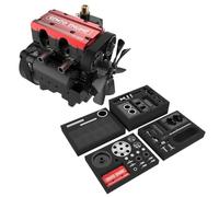 Metalakaer Engine Model that Runs, ST-NF2 DIY Mini Metal Engine Kit, 2-Cylinder 4-Stroke Air Cooling Full Metal Engine Build Kit, Physics Experiment Kit for Adults (Red)
