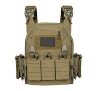 Metalakaer Tactical Military Vest, 1000d Nylon Lightweight And Adjustable Quick Fastener Airsoft Bullet Proof Waistcoat, for A Waist Size of 110 To 150 Cm (Tan)