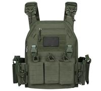 Metalakaer Tactical Military Vest, 1000d Nylon Lightweight And Adjustable Quick Fastener Airsoft Bullet Proof Waistcoat, for A Waist Size of 110 To 150 Cm (Army Green)