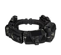 Metalakaer Tactical Waist Belt 5 in 1 with Cartridge Pocket Accessories Pouches, Outdoor Patrol Multifunctional Molle Nylon Detachable Adjustable Tactical Belt Equipped-BK CP MC
