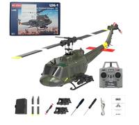 Metalakaerr C032 UH-1 Huey RC Helicopter, 1/48 Scale 2.4G 6CH Flybarless RC Helicopter with Optical Flow Positioning, Altitude Hold, 3D Stunt Capabilities (RTF Version/Army Green)