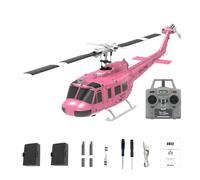 Metalakaerr C032 UH-1 Huey RC Helicopter, 1/48 Scale 2.4G 6CH Flybarless RC Helicopter with Optical Flow Positioning, Altitude Hold, 3D Stunt Capabilities (RTF Version/Pink)