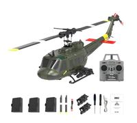 Metalakaerr C032 UH-1 Huey RC Helicopter, 1/48 Scale 2.4G 6CH Flybarless RC Helicopter with Optical Flow Positioning, Altitude Hold, 3D Stunt Capabilities (RTF Version/Army Green)