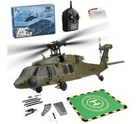 Metalakaerr K170 Black Hawk RC Helicopter, 2.4G 4CH Flybarless 170 Size RC Helicopter, 6-Axis Gyroscope Altitude Hovering with Display Stand and Apron Takeoff Landing Pads (RTF Version)