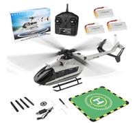 Metalakaerr WL K160 RC Helicopter, 2.4G 4CH 160-Class 4-Propeller Flybarless Military Helicopter Model with Altitude Hold, One-key Take off/landing, Apron Landing Pads, Aircraft for Beginner (RTF)