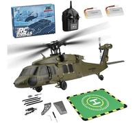Metalakaerr WL K170 Black Hawk RC Helicopter, 2.4G 4CH Flybarless 6-Axis Gyroscope Altitude Hovering RC Military Helicopter with Display Stand and Apron Takeoff Landing Pads (RTF Version)