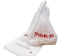 Metalandbrassco 2000 Pcs White Thank You Bags 22" x 12" Reusable Plastic Bags with Handles T-Shirt Form Perfect for Grocery Store Supermarket Trash Shopping Restaurant To Go Take-Out Home Use