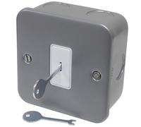 Metalclad Key Switch 10A 2 Way Light Switch, with Keys and Back Box, ideal for Emergency Lighting (1)