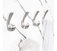 Metaliby 4 Pack Towel Hooks for Bathrooms Wall Mounted, Brushed Nickel Bathroom Hooks for Towels, Robe & Towel Hook for Wall, Modern Bath Towel Hook