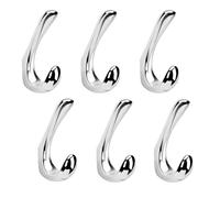 Metaliby 6 Pack Towel Hooks for Bathrooms Wall Mounted, Polished Chrome Bathroom Hooks for Towels, Robe & Towel Hook for Wall, Modern Wall Hook Bath Towel Hook