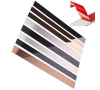 Metalized Mirror-Like Finish Molding Trim, Peel and Stick Stainless Steel Wall Molding for Fireplace, Mirror Frame, Furniture and Home Deco(Size:32.8ft(10m) x0.79in(2cm),Color:Mirror Black Titanium)