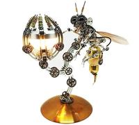 Metalkitor 3D Metal Puzzles for Adults, Wasp Mechanical Model Kit Jigsaw - Steampunk DIY Ornament - Assembly Crafts Brain Teaser - Perfect Room Decor and Gift Choice, 627+ PCS (with Garden Light)