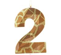 Metallic 3D Giraffe Wild One Birthday Candles, Number 2 Candle, Happy 2nd Birthday Candle for Cake, Jungle Safari Cake Topper Decorations for Boys Girls Birthday Party Anniversary Celebration Supplies
