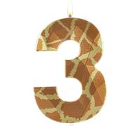 Metallic 3D Giraffe Wild One Birthday Candles, Number 3 Candle, Happy 3rd Birthday Candle for Cake, Jungle Safari Cake Topper Decorations for Boys Girls Birthday Party Anniversary Celebration Supplies