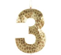 Metallic 3D Lion Wild One Birthday Candles, Number 3 Candle, Happy 3rd Birthday Candle for Cake, Jungle Safari Cake Topper Decorations for Boys Girls Birthday Party Anniversary Celebration Supplies