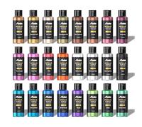 Metallic Acrylic Paint, Abeier Set of 24 Metallic Colors in 2oz/60ml Bottle, Rich Pigments, Non Fading, Non Toxic Paints for Artist, Beginners & Kids Painting on Rocks Crafts Canvas Wood, Fabric&Stone