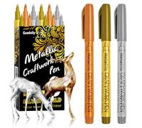 Metallic Acrylic Paint Pens Gold Silver Copper - 12PCS Permanent Acrylic Markers 0.7mm Extra Fine Tip for Christmas Cards Rock Ceramic Wood Glass Metal Fabric Plastic