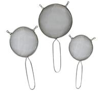 Metallic Artifacts Serrano, AMSE, Stainless Steel Fine Mesh Net Strainers, Strainer Sieve, Kitchen strainer, Food strainer, Home Set of 3 Kitchen Strainers., Gray