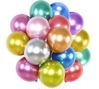 Metallic Balloon 50 Pack 12 inch Metallic Rainbow Balloons Birthday Balloons Multicoloured Chrome Balloon for Happy Birthday Party Graduation New Year Baby Shower Events Decorations
