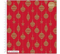 Metallic Baubles-Christmas Printed Cotton Fabric 44’ Wide Approx. 100% Cotton. Ideal for Crafts, Patchwork, and Dressmaking