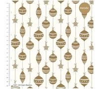 Metallic Baubles-Christmas Printed Cotton Fabric 44’ Wide Approx. 100% Cotton. Ideal for Crafts, Patchwork, and Dressmaking