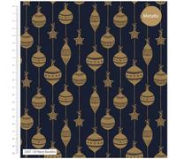 Metallic Baubles-Christmas Printed Cotton Fabric 44’ Wide Approx. 100% Cotton. Ideal for Crafts, Patchwork, and Dressmaking