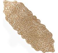 Metallic Bead Table Runner 13x36 Inches - Glass Beaded & Polyester Handcrafted Nautical Decor for Weddings, Christmas & Home Gatherings - Stain Resistant Dining Décor Accent (Gold) - CLEENTABLE